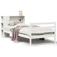 Bed met boekenkast zonder matras grenenhout wit 90x190 cm - thumbnail