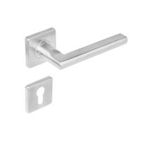 Deurkruk 1252 Hoek 90 ? plat RVS + PC op rozet vierkant dubbel geveerd - thumbnail