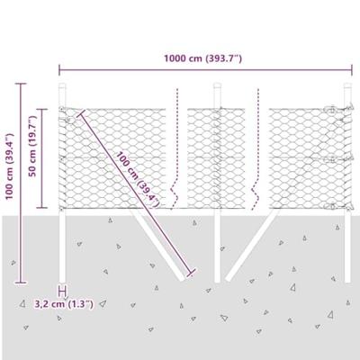 VidaXL Afrasteringspaal groen 10 x 0,5 m (36 mm gaas) staal en pvc