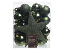 Decoris Kerstballen Plastic mix+piek 33st Dennengroen - thumbnail