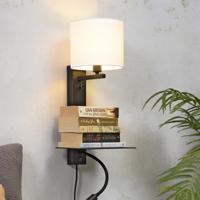 its about RoMi Wandlamp 'Florence' Met stoffen kap en leeslamp, kleur Wit - thumbnail