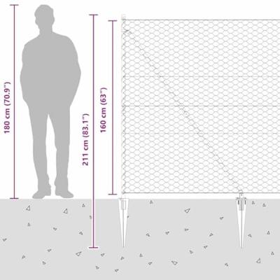 VidaXL Afrasteringspaal groen 10 x 1,6 m (50 mm gaas) staal en pvc