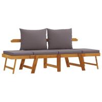 Tuinbank met kussens 2-in-1 massief acaciahout - thumbnail