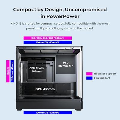 Montech king 15 pro midi tower behuizing (zwart | 2x usb-a | 1x usb-c | rgb | window)