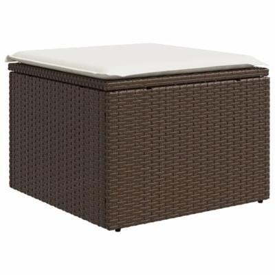 9-delige Loungeset met kussens poly rattan bruin