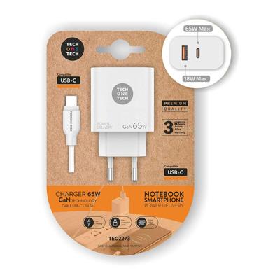 Wandlader + USB-Kabel-C Tech One Tech TEC2273 Wit 65 W