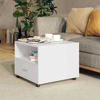 Salontafel 55x55x40 cm bewerkt hout wit - thumbnail