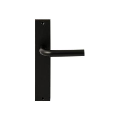 Hardbrass Deurkruk Oslo op rechthoekig langschild blind - zwart