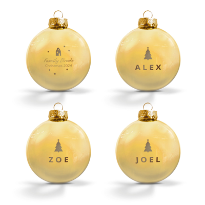Kerstbal met naam - Goud - 4 stuks