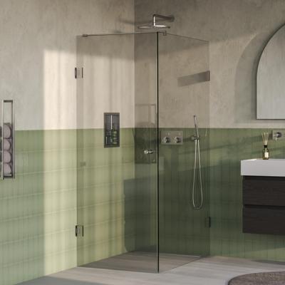 BRAUER Void Carving Douchecabine - 80x120x200cm - draaideur - glascoating - omkeerbaar - helder glas - Geborsteld RVS PVD GS-VOCC1H80120200NG