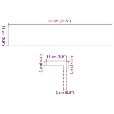 Vensterbanken 2 st onbehandeld 80x15x2 cm massief eikenhout