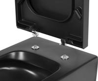 Saqu Home randloos hangtoilet met PowerFlush en quickrelease toiletbril mat zwart - thumbnail