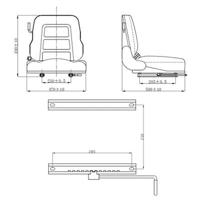 Heftruck-/tractorstoel met ophanging en verstelbare rugleuning - thumbnail
