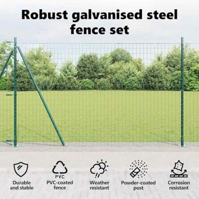 VidaXL Hek met paal groen 1,6 x 10 m staal en pvc