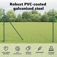 VidaXL Euro hek groen 1,6 x 10 m pvc-gecoat ijzer - thumbnail