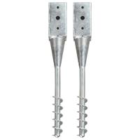 VidaXL Grondpinnen 2 st 7x7x56 cm gegalvaniseerd staal zilverkleurig - thumbnail