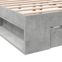 Bedframe met lades bewerkt hout betongrijs 150x200 cm - thumbnail
