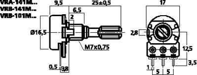 Monacor 0012620 VRB-141M10 Draaipotmeter 0.2 W 10 kΩ 1 stuk(s)