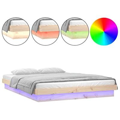 Bedframe LED massief hout 140x190 cm - thumbnail
