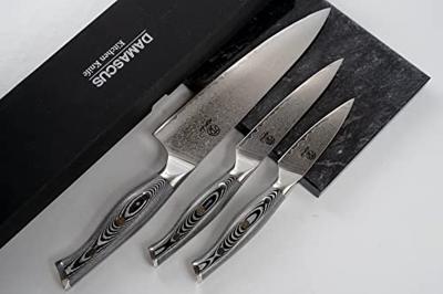 Homizu Shimauma officemes - 9cm - VG-10 damascus mes|G10 - zwart-wit Homizu Shimauma officemes - 9cm - VG-10 damascus mes|G10 - zwart-wit