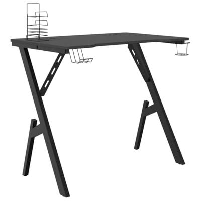 Gamingbureau met Y-vormige poten 90x60x75 cm zwart