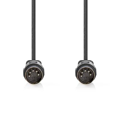 Nedis DIN-Audiokabel | DIN 5-Pins Male | DIN 5-Pins Male | Vernikkeld | 1.00 m | Rond | PVC | Zwart | Label - CAGL20000BK10