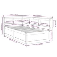 Bed met boekenkast zonder matras massief grenenhout 90x190 cm - thumbnail