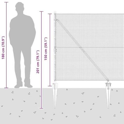 VidaXL Afrasteringspaal zilver 10 x 1,5 m (19 x 19 mm gaas) staal