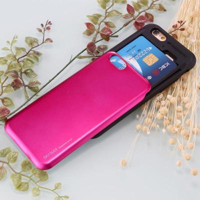 MERCURY GOOSPERY voor iPhone 6 & 6s TPU + PC Sky schuif Bumper terug beschermhoes met Card Slots(Magenta)