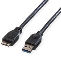 ROLINE USB 3.2 Gen 1 kabel, type, A M - Micro B M, zwart, 0,15 m - thumbnail
