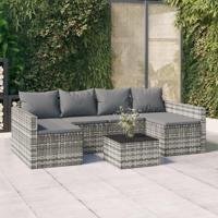 2-delige Loungeset met kussens poly rattan grijs - thumbnail