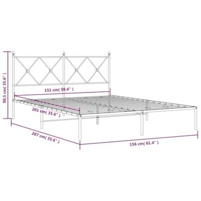 Bedframe met hoofdbord metaal wit 150x200 cm