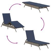 Ligbedden 2 st met tafel poly rattan grijs (alleen VS) - thumbnail