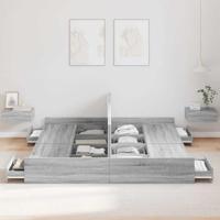 Opbergbedframe met lade Grijs sonoma 200 x 200 cm Bewerkt hout - thumbnail