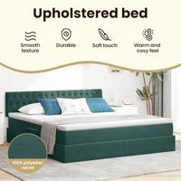 Opbergbed met LED met matras Donkergroen 160 x 200 cm Fluweel - thumbnail