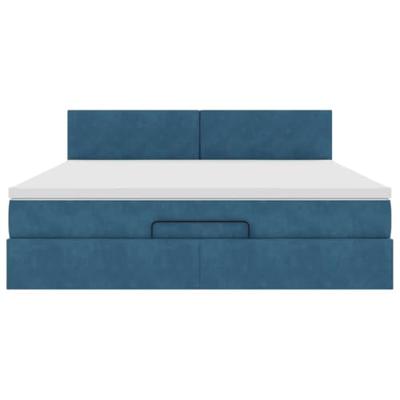 Ottoman bed met matras 160x200cm fluweel donkerblauw
