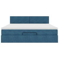Ottoman bed met matras 160x200cm fluweel donkerblauw - thumbnail