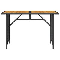 Tuintafel met houten blad 110x68x70 cm poly rattan zwart - thumbnail
