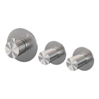 Brauer Stripe inbouwthermostaat en 2 stopkranen met in- en afbouwdelen RVS-kleurig geborsteld PVD - thumbnail