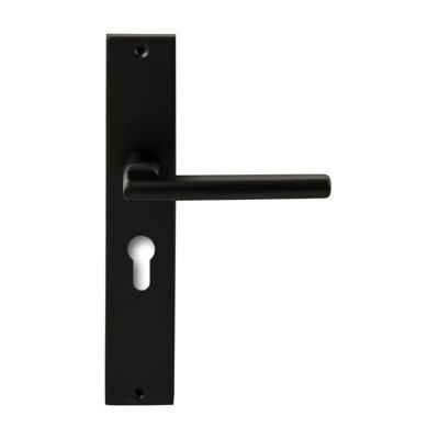 Hardbrass Deurkruk Athene op rechthoekig langschild profielcilindergat 55mm - zwart