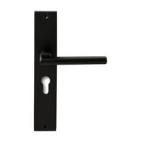 Hardbrass Deurkruk Athene op rechthoekig langschild profielcilindergat 55mm - zwart - thumbnail