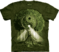 T-Shirt Mountain Artwear Yin Yang Tree Groen L - thumbnail