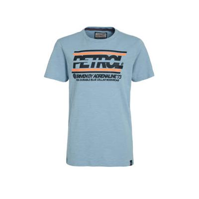 Petrol Industries T-shirt met logo lichtblauw/neon groen