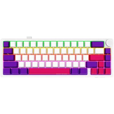 LORGAR kbp70mw, gaming toetsenbord (wit, us lay-out, logar toxic purple, 65%, rgb, hot-swappable, pbt double-shot, bluetooth / 2.4ghz / usb)
