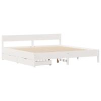 Bedframe zonder matras massief grenenhout wit 200x200 cm - thumbnail