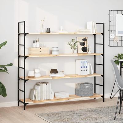 Wandschappen 4 st zwevend 120x30x2 cm onbehandeld acaciahout