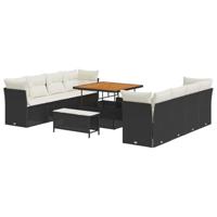 Tuinbankenset 11 pcs Zwart poly rattan - thumbnail