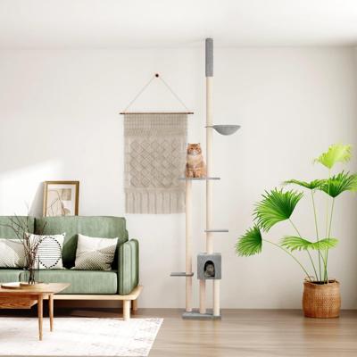 VidaXL Kattenmeubel vloer tot plafond 258,5-284,5 cm lichtgrijs