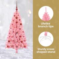 VidaXL Kerstboom met 150 led met standaard roze 120 cm pvc - thumbnail