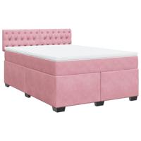 Boxspring met matras fluweel roze 140x190 cm - thumbnail